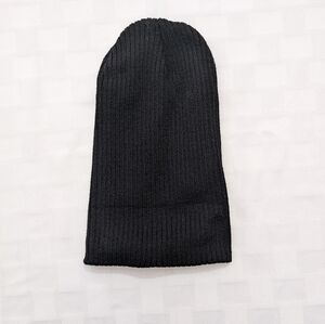 Black Ribbed Knit Beanie